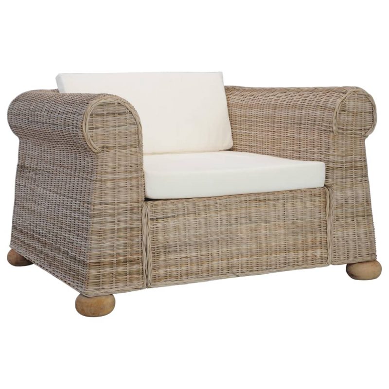 2-dijelni set sofa od prirodnog ratana s jastucima - Slika 3