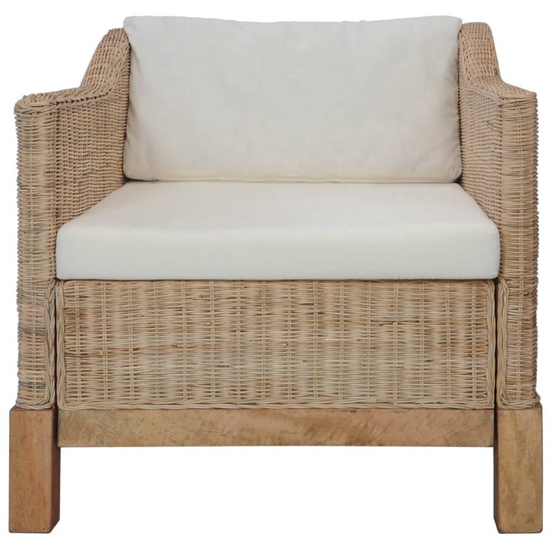 2-dijelni set sofa od prirodnog ratana s jastucima - Slika 3
