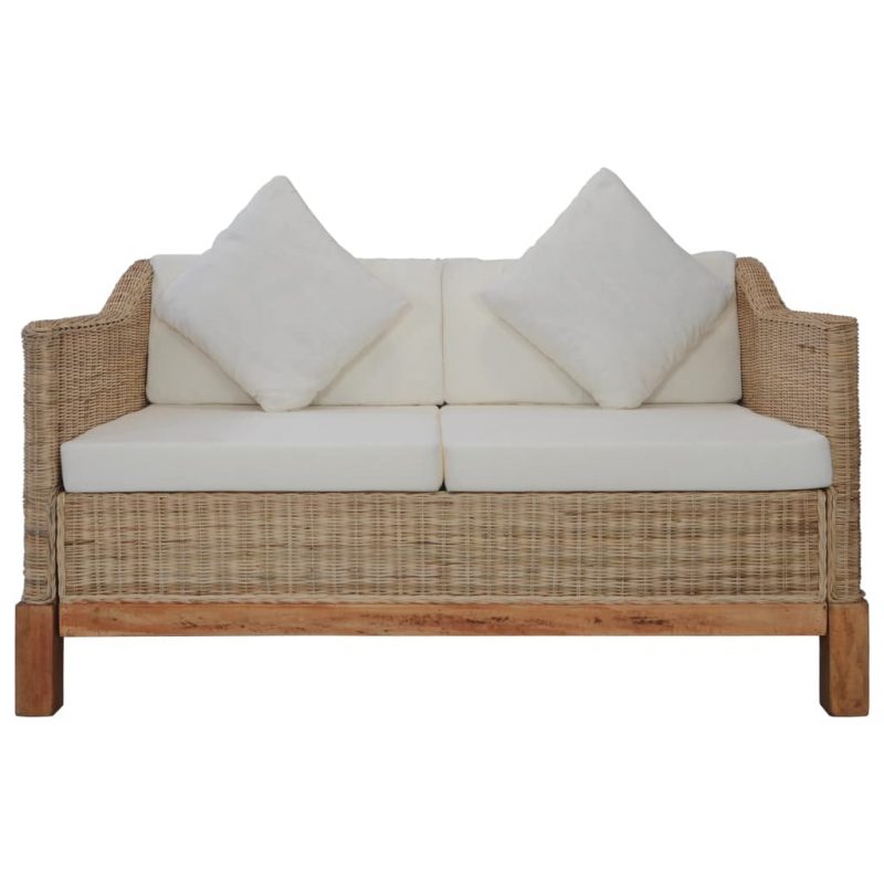2-dijelni set sofa od prirodnog ratana s jastucima - Slika 3