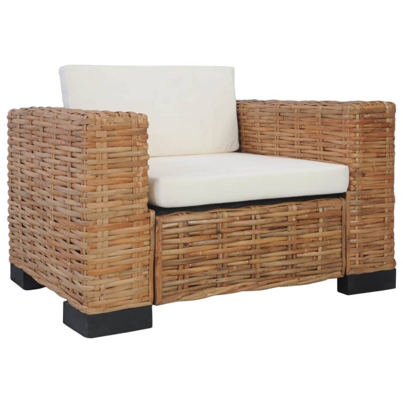 2-dijelni set sofa od prirodnog ratana s jastucima - Slika 3