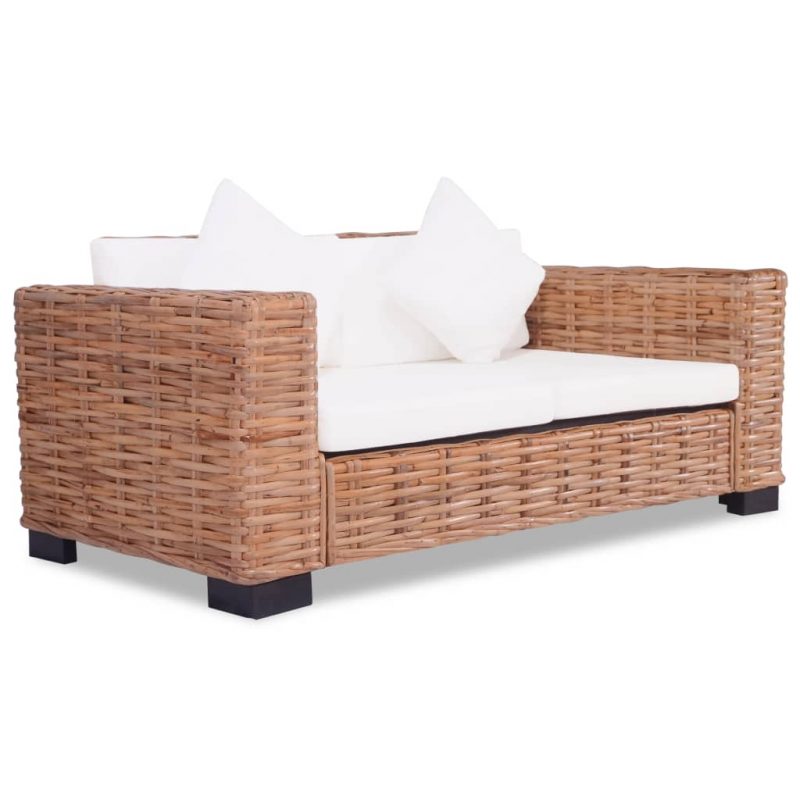2-dijelni set sofa od prirodnog ratana s jastucima - Slika 3