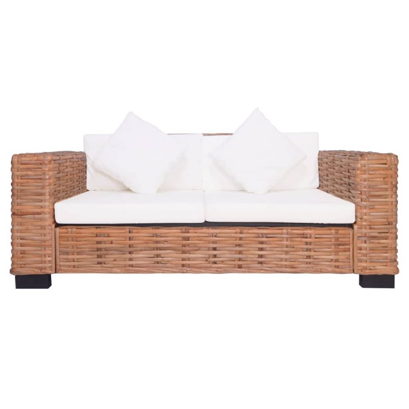 2-dijelni set sofa od prirodnog ratana s jastucima - Slika 4