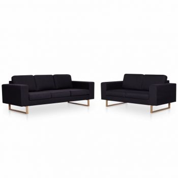 2-dijelni set sofa od tkanine crni