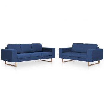 2-dijelni set sofa od tkanine plavi