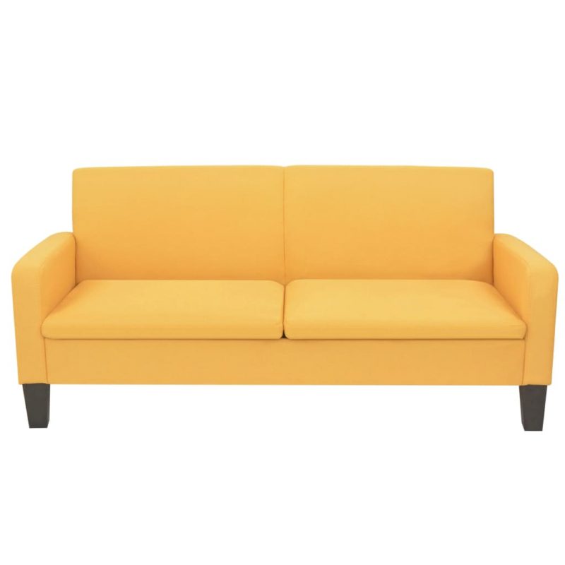 2-dijelni set sofa od tkanine žuti - Slika 3