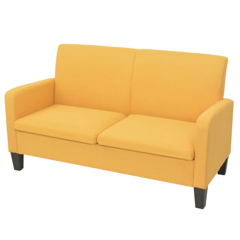 2-dijelni set sofa od tkanine žuti - Slika 4