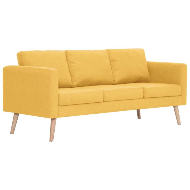 2-dijelni set sofa od tkanine žuti - Slika 4