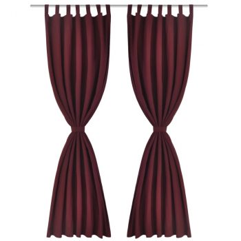 2 kom Bordo Mikro-Satenska Zavjesa s Tregerima 140 x 175 cm