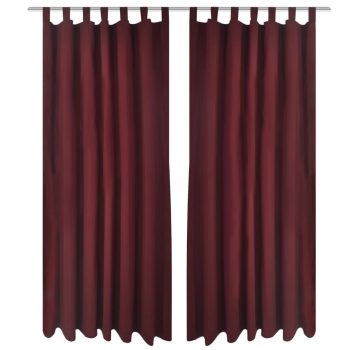 2 kom Bordo Mikro-Satenska Zavjesa s Tregerima 140 x 175 cm