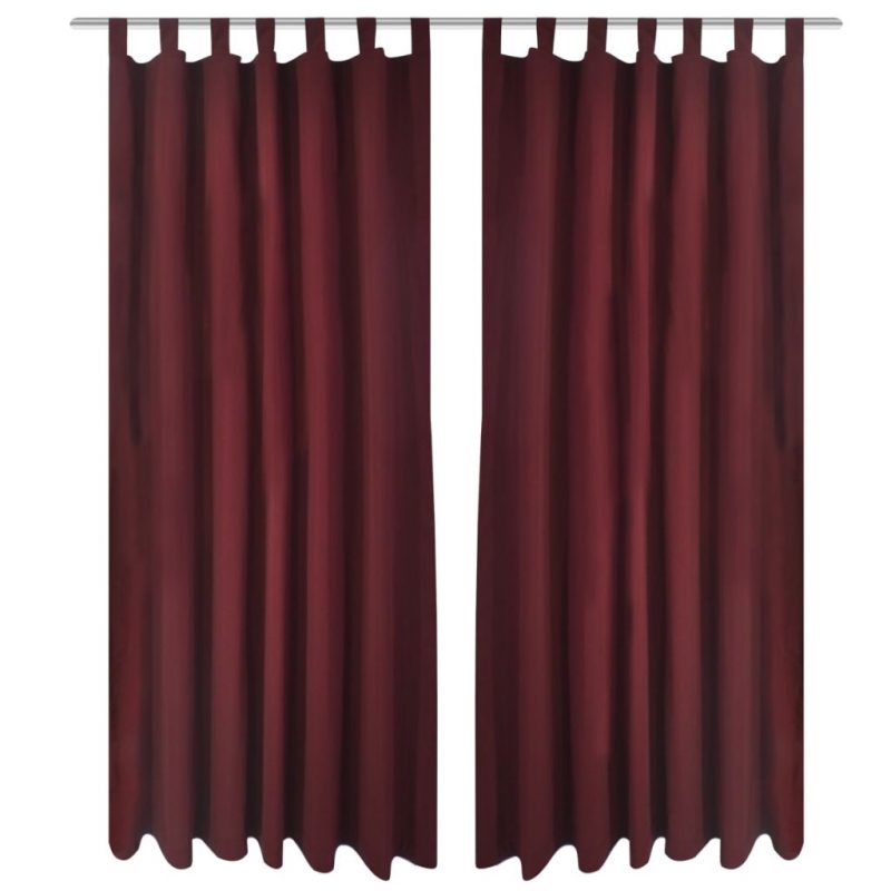 2 kom Bordo Mikro-Satenska Zavjesa s Tregerima 140 x 175 cm