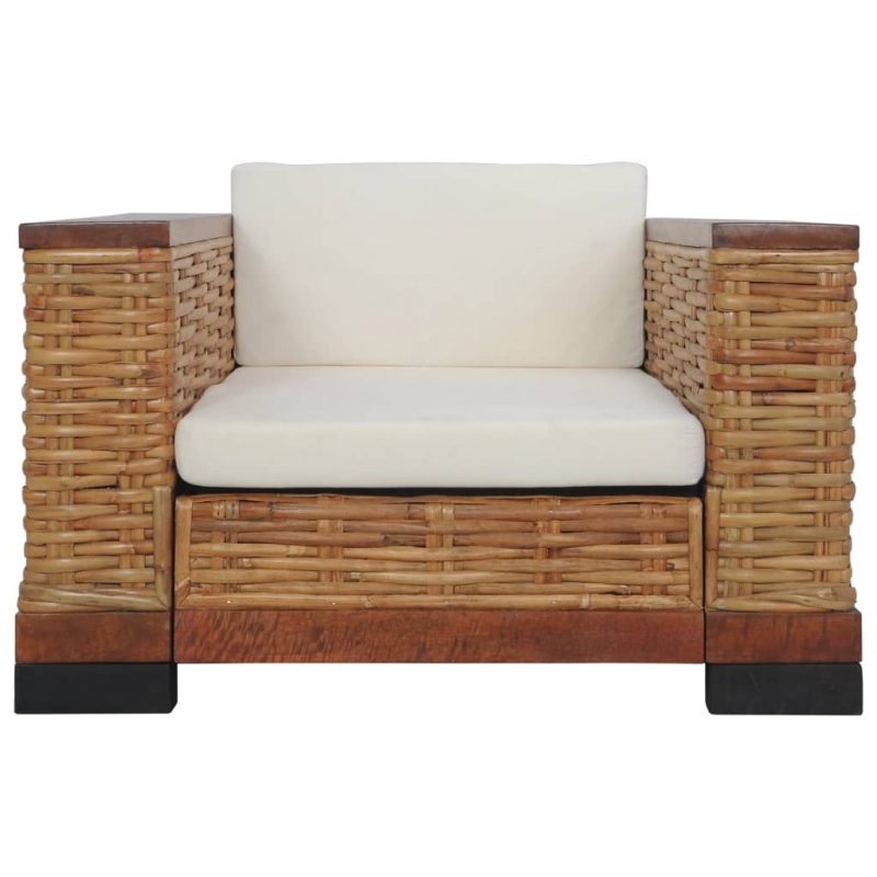3-dijelni set sofa od prirodnog ratana s jastucima smeđi - Slika 4