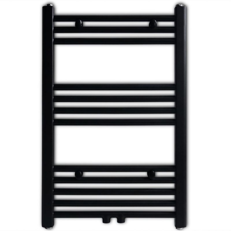 Crni Kupaonski Radijator za Ručnike Centralno Grijanje Ravni 500 x 764 mm