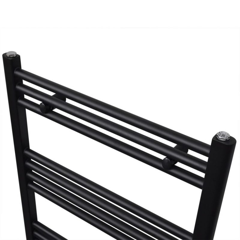 Kupaonski radijator za ručnike s prečkama ravni crni 500 x 764 mm - Slika 3