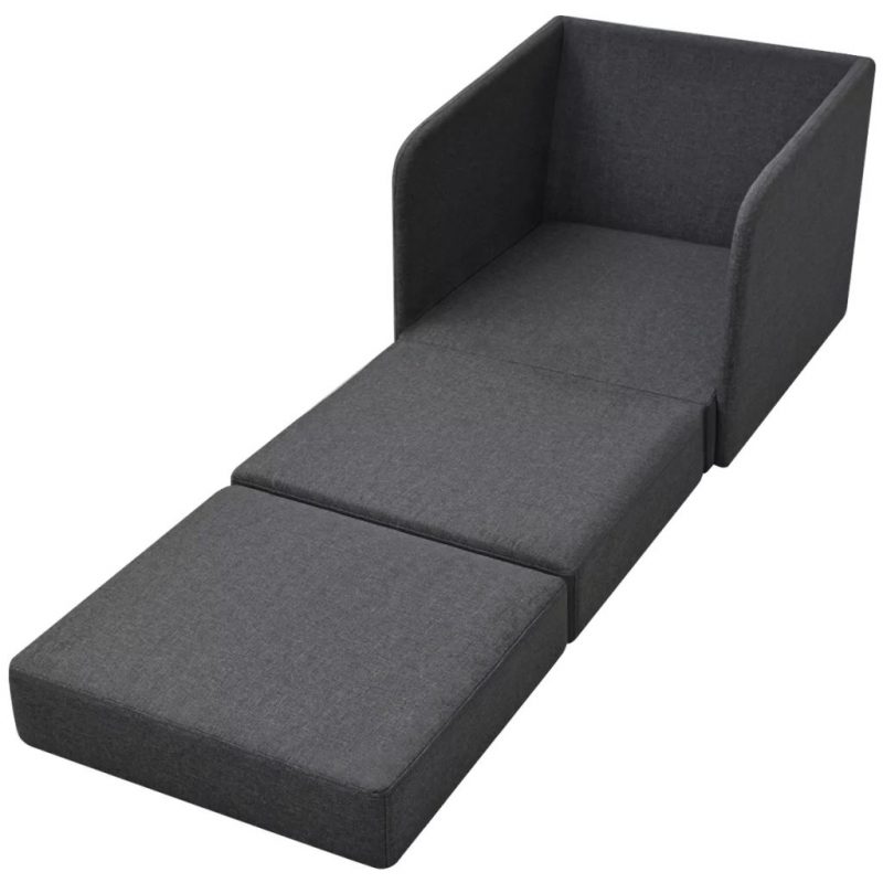Fotelja na razvlačenje od tkanine tamnosiva - Slika 4