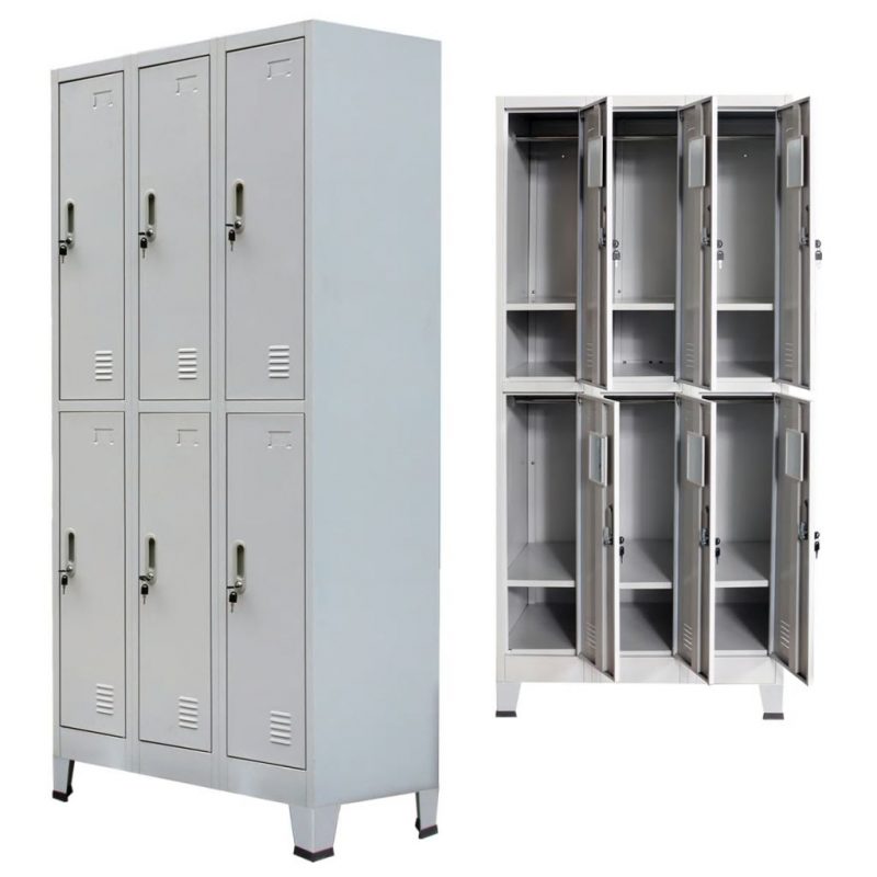 Garderobni Ormar s 6 odjeljaka Čelik 90x45x180 cm Sivi