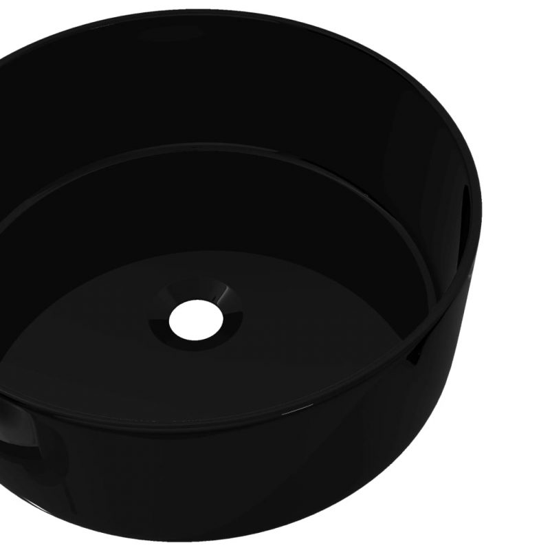 Keramički okrugli umivaonik 40 x 15 cm crni - Slika 4