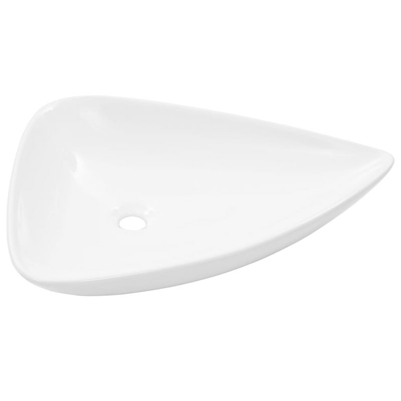 Keramički trokutasti umivaonik bijeli 645 x 455 x 115 mm - Slika 4