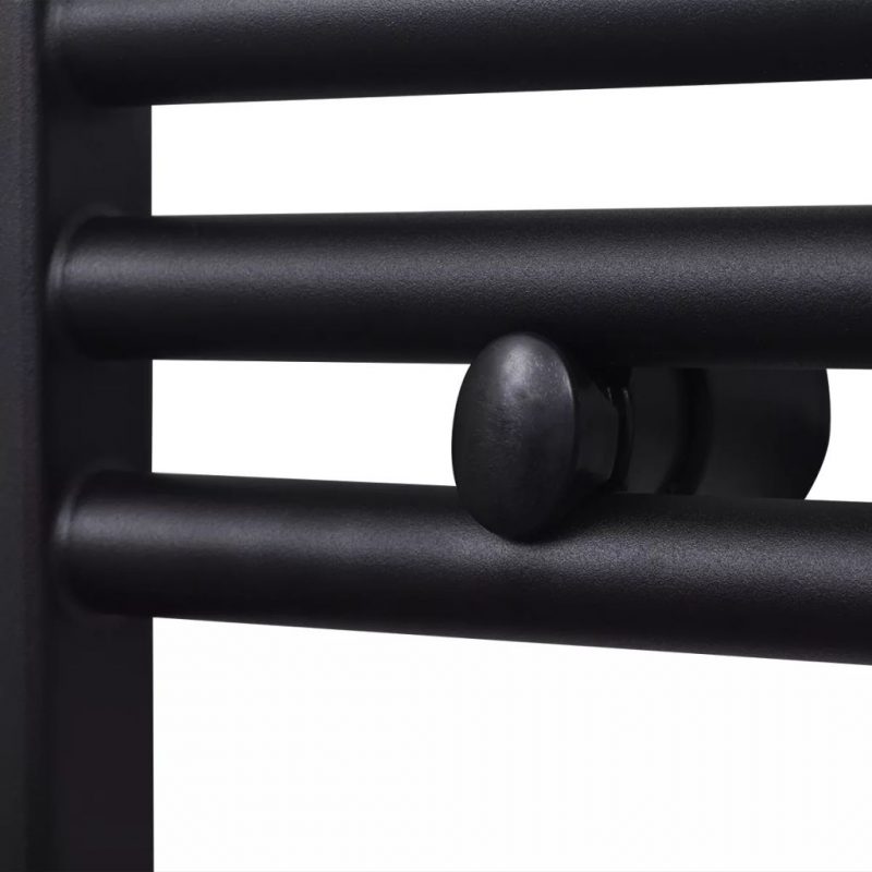 Kupaonski radijator za ručnike s prečkama zakrivljeni crni 500x764 mm - Slika 4