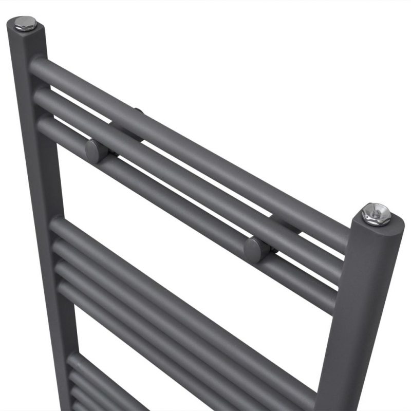 Kupaonski radijator za ručnike s prečkama ravni sivi 500 x 764 mm - Slika 3