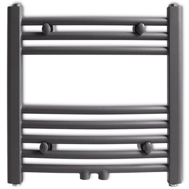 Kupaonski Radijator za Ručnike Centralno Grijanje Sivi Zaobljeni 480 x 480 mm