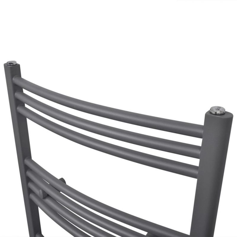 Kupaonski radijator za ručnike s prečkama zaobljeni sivi 480 x 480 mm - Slika 3