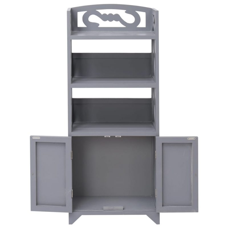 Kupaonski ormarić sivi 46 x 24 x 116 cm od drva paulovnije - Slika 4