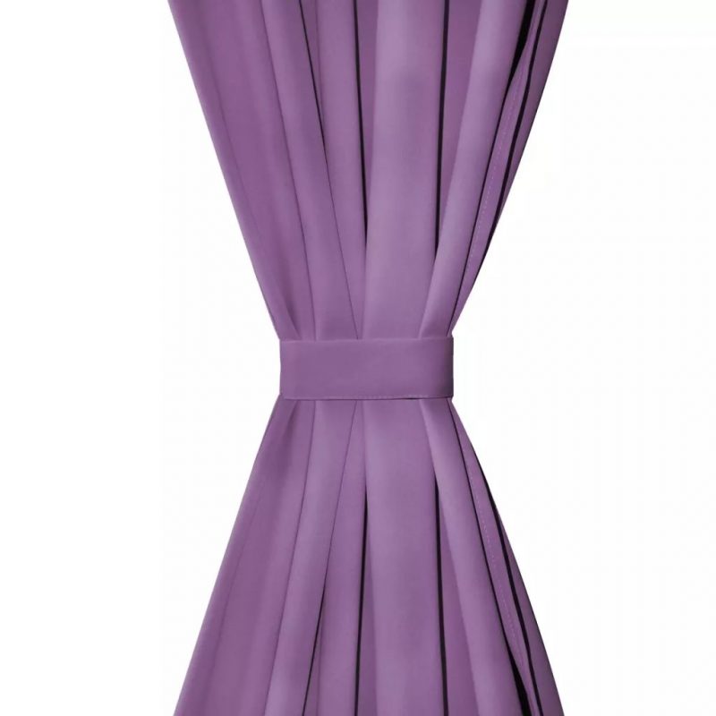Mikro Satenske Zavjese 2 kom s Tregerima 140x175 cm Lila - Slika 4