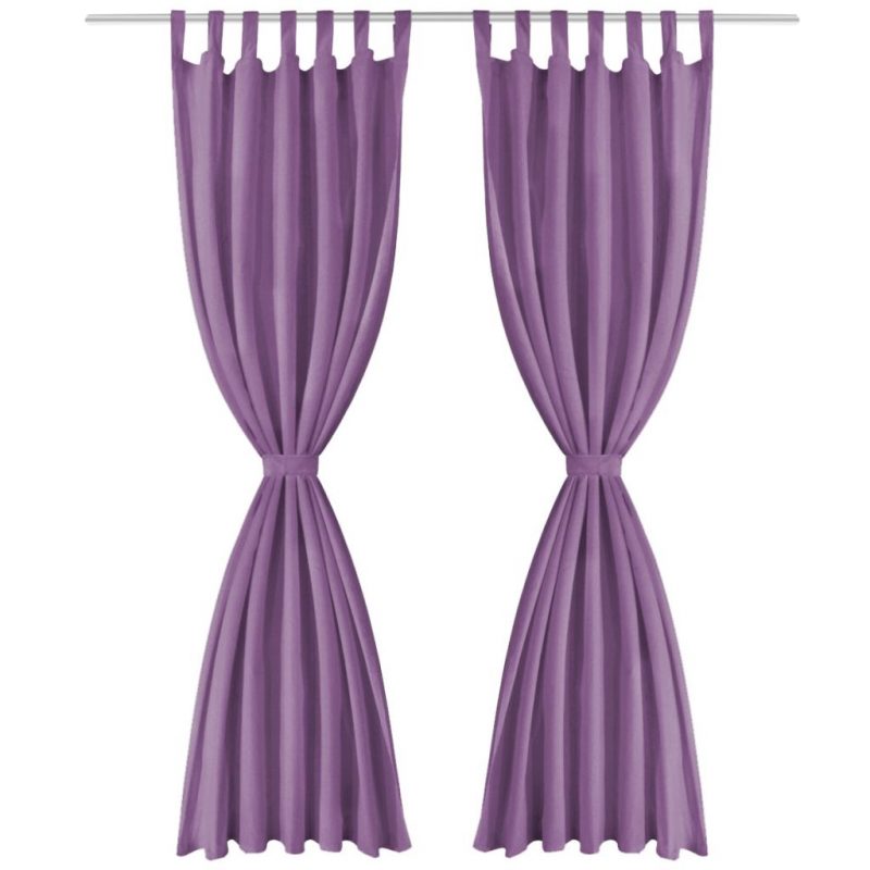 Mikro Satenske Zavjese 2 kom s Tregerima 140x225 cm Lila - Slika 3