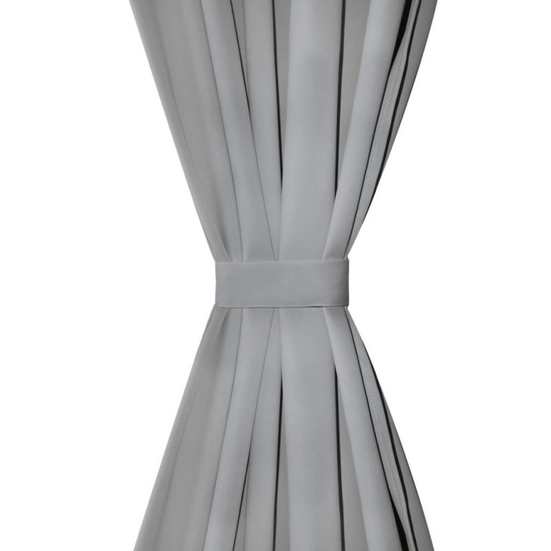 Mikro Satenske Zavjese 2 kom s Tregerima 140x225 cm Sive - Slika 4