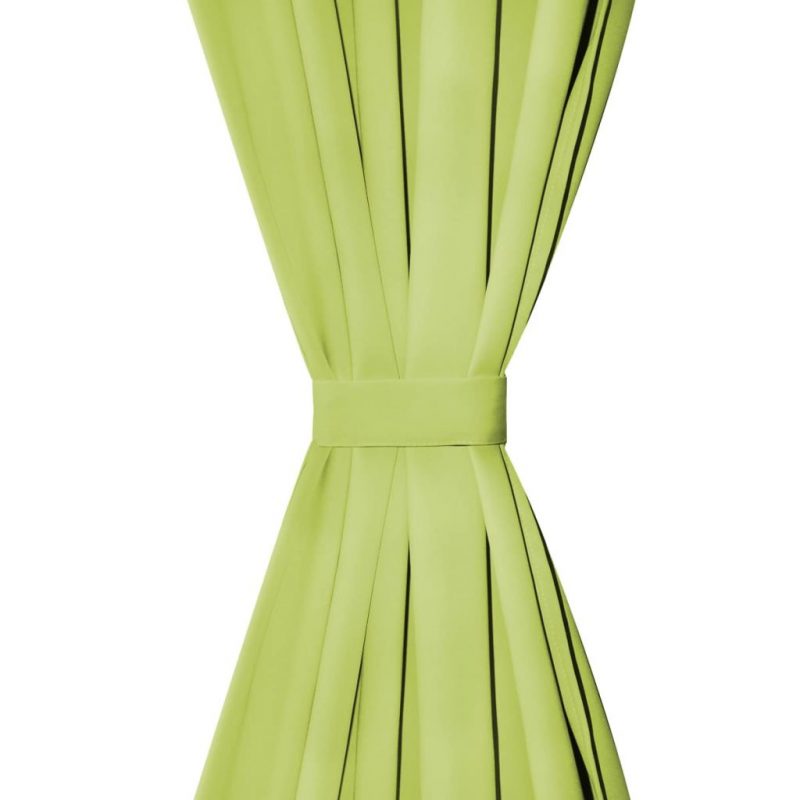 Mikro Satenske Zavjese 2 kom s Tregerima 140x225 cm Zelene - Slika 4