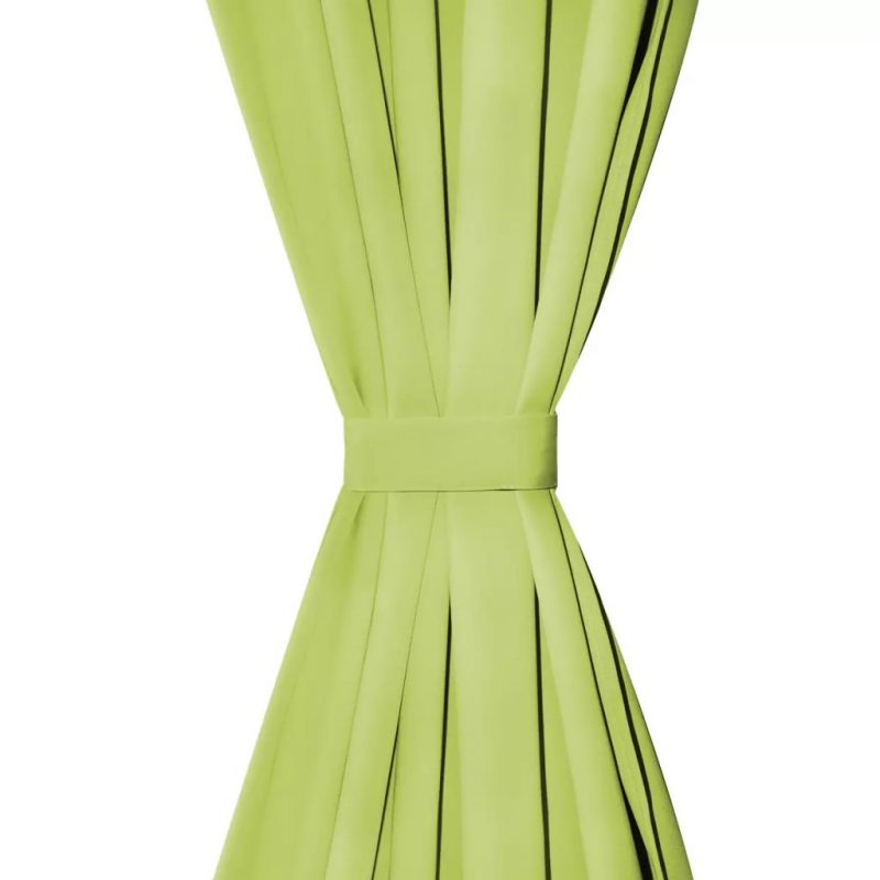Mikro Satenske Zavjese 2 kom s Tregerima 140x245 cm Zelene - Slika 4