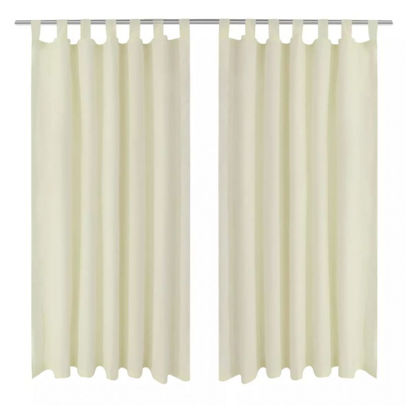 Mikro-satenska zavjesa s trakama 2 kom krem boje 140 x 245 cm
