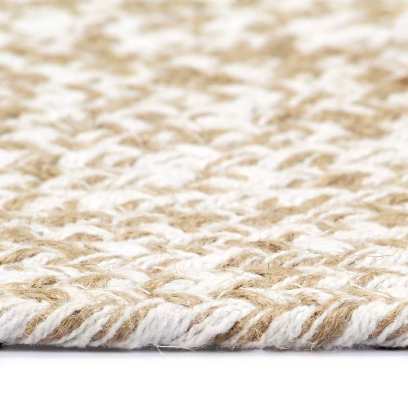 Ručno rađeni tepih od jute bijele i prirodne boje 120 cm - Slika 4