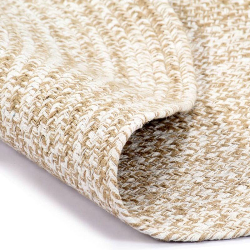 Ručno rađeni tepih od jute bijele i prirodne boje 90 cm - Slika 3