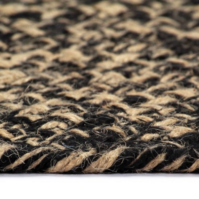 Ručno rađeni tepih od jute crne i prirodne boje 90 cm - Slika 4