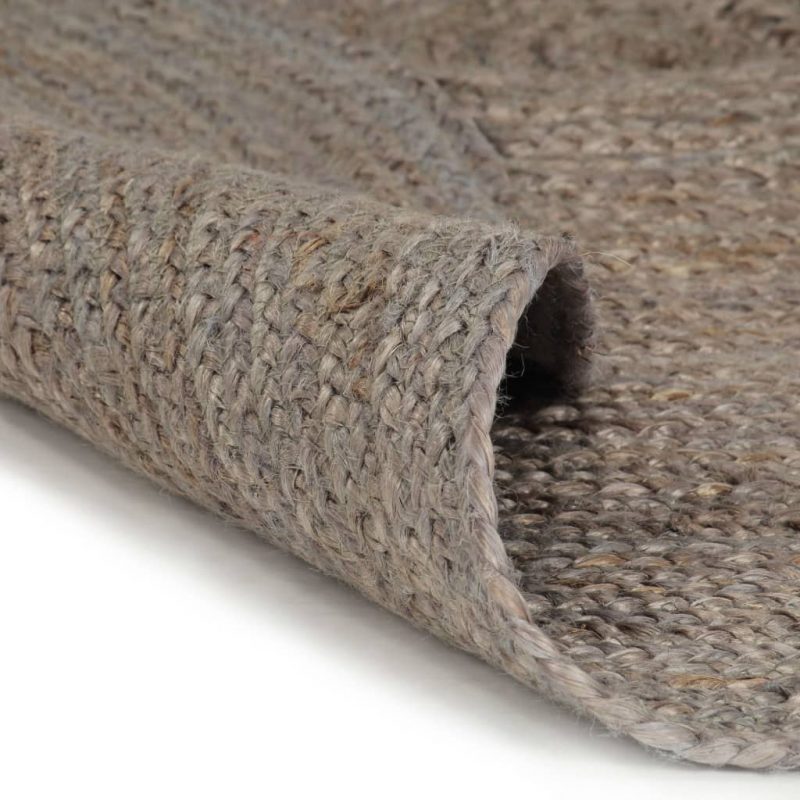 Ručno rađeni tepih od jute okrugli 150 cm sivi - Slika 4