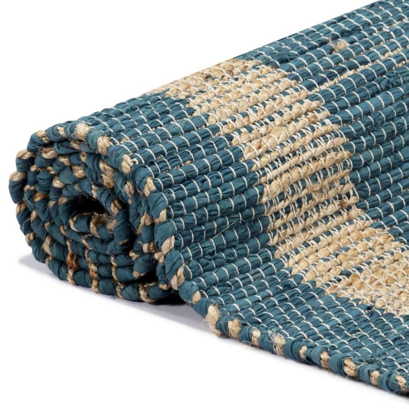Ručno rađeni tepih od jute plavi 160 x 230 cm - Slika 4