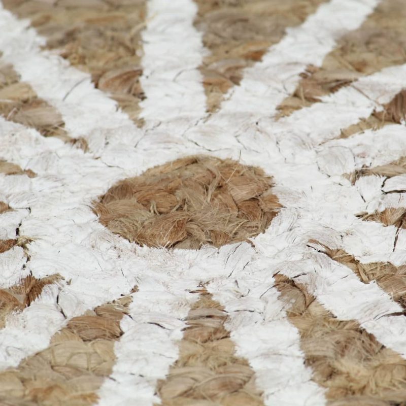 Ručno rađeni tepih od jute s bijelim uzorkom 90 cm - Slika 3