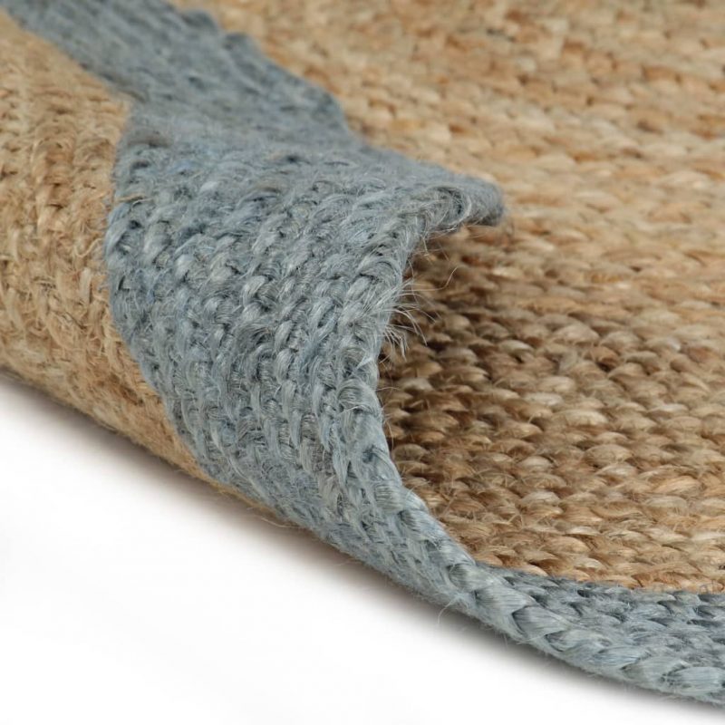 Ručno rađeni tepih od jute s maslinastozelenim rubom 90 cm - Slika 4