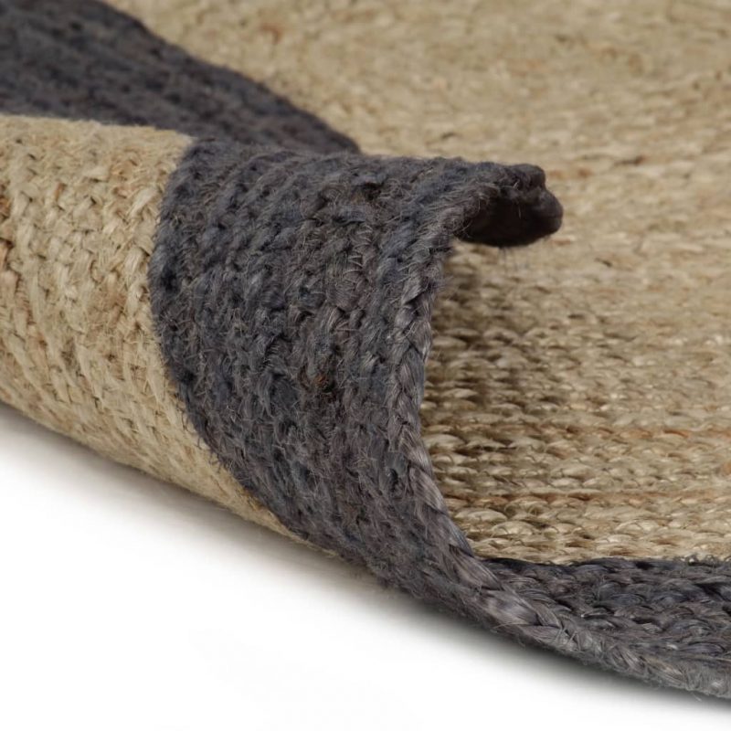 Ručno rađeni tepih od jute s tamnosivim rubom 150 cm - Slika 4