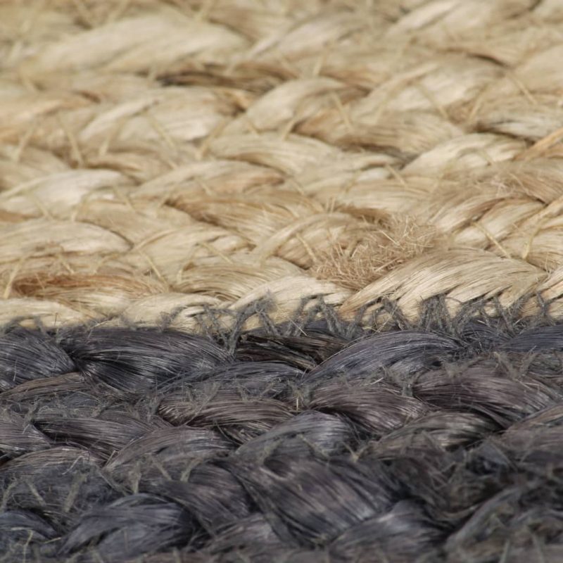 Ručno rađeni tepih od jute s tamnosivim rubom 90 cm - Slika 3