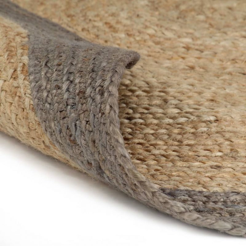 Ručno rađeni tepih od jute sa sivim rubom 120 cm - Slika 4
