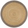 Ručno rađeni tepih od jute sa sivim rubom 90 cm