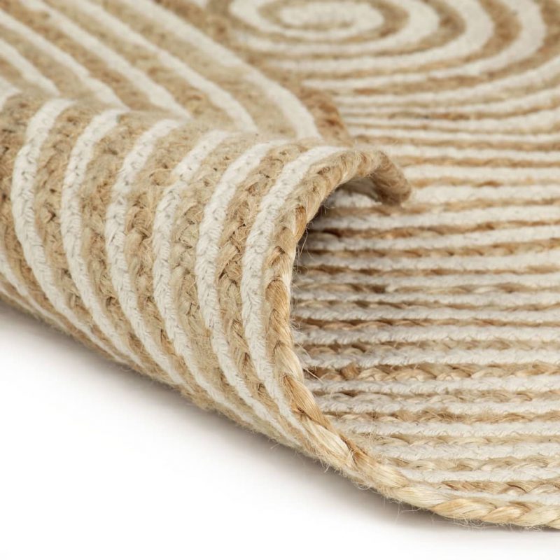 Ručno rađeni tepih od jute sa spiralnim uzorkom bijeli 150 cm - Slika 4