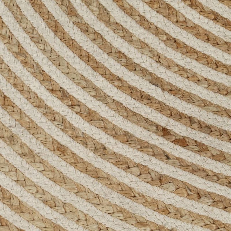 Ručno rađeni tepih od jute sa spiralnim uzorkom bijeli 90 cm - Slika 3