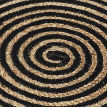 Ručno rađeni tepih od jute sa spiralnim uzorkom crni 90 cm