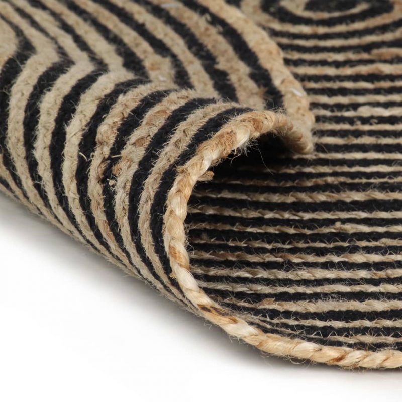Ručno rađeni tepih od jute sa spiralnim uzorkom crni 90 cm - Slika 4