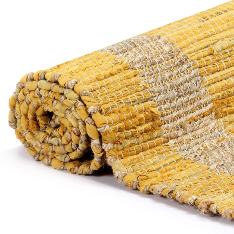 Ručno rađeni tepih od jute žuti 80 x 160 cm - Slika 4