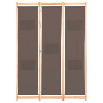 Sobna pregrada s 3 panela od tkanine 120 x 170 x 4 cm smeđa
