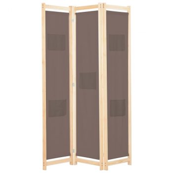 Sobna pregrada s 3 panela od tkanine 120 x 170 x 4 cm smeđa